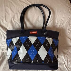 Sachi Blue and Black Argyle Insulated Tote Lunch Bag